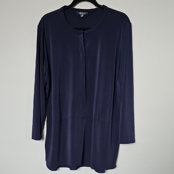Lauren Ralph Lauren Tops - Lauren Ralph Lauren Classy Casual Navy Blue Buttoned Tunic XXL